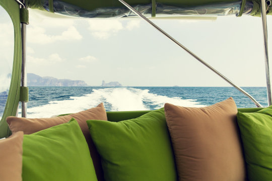 waterproof cushions with the sea in the background