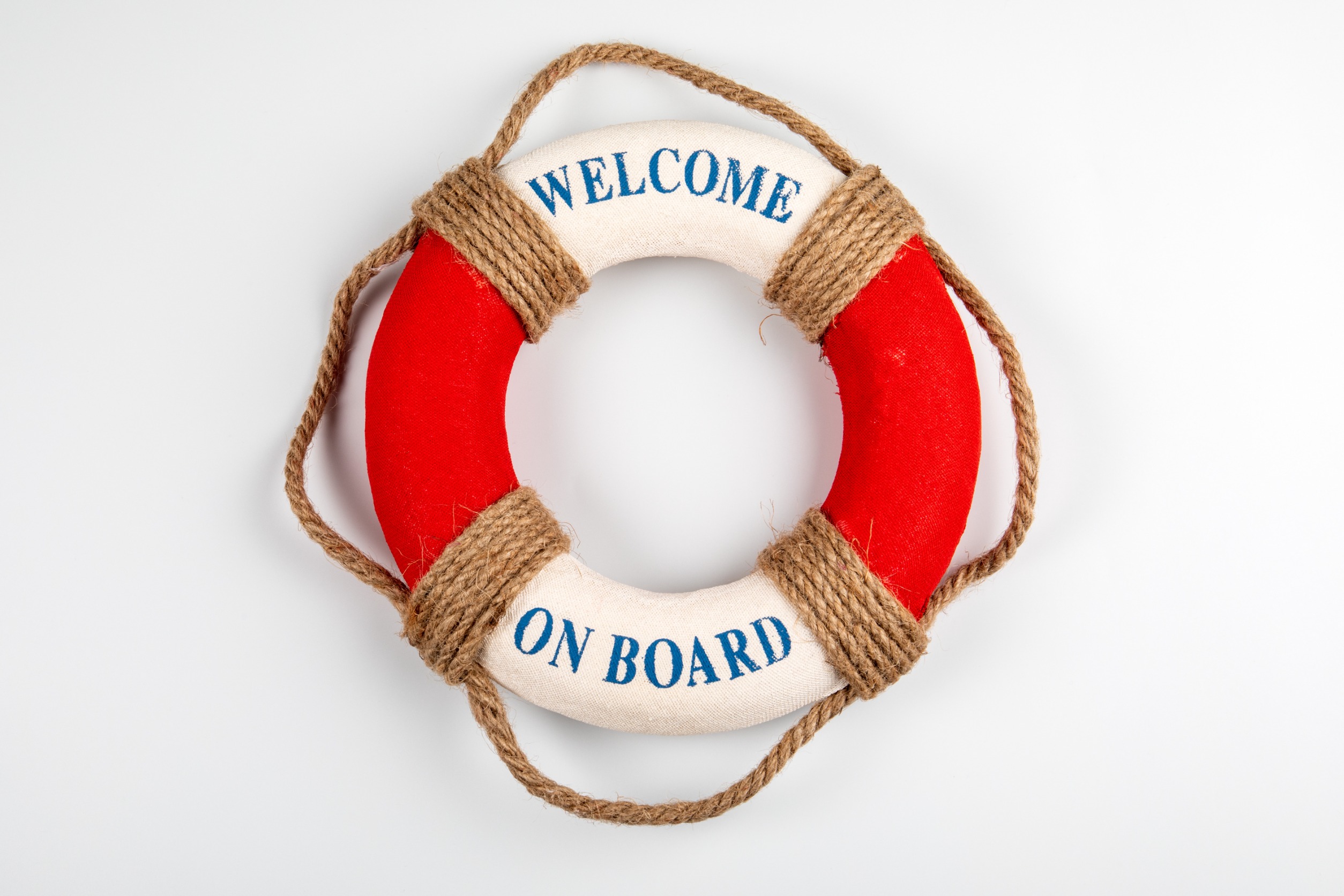 Lifebuoy with the text 'Welcome on Board'